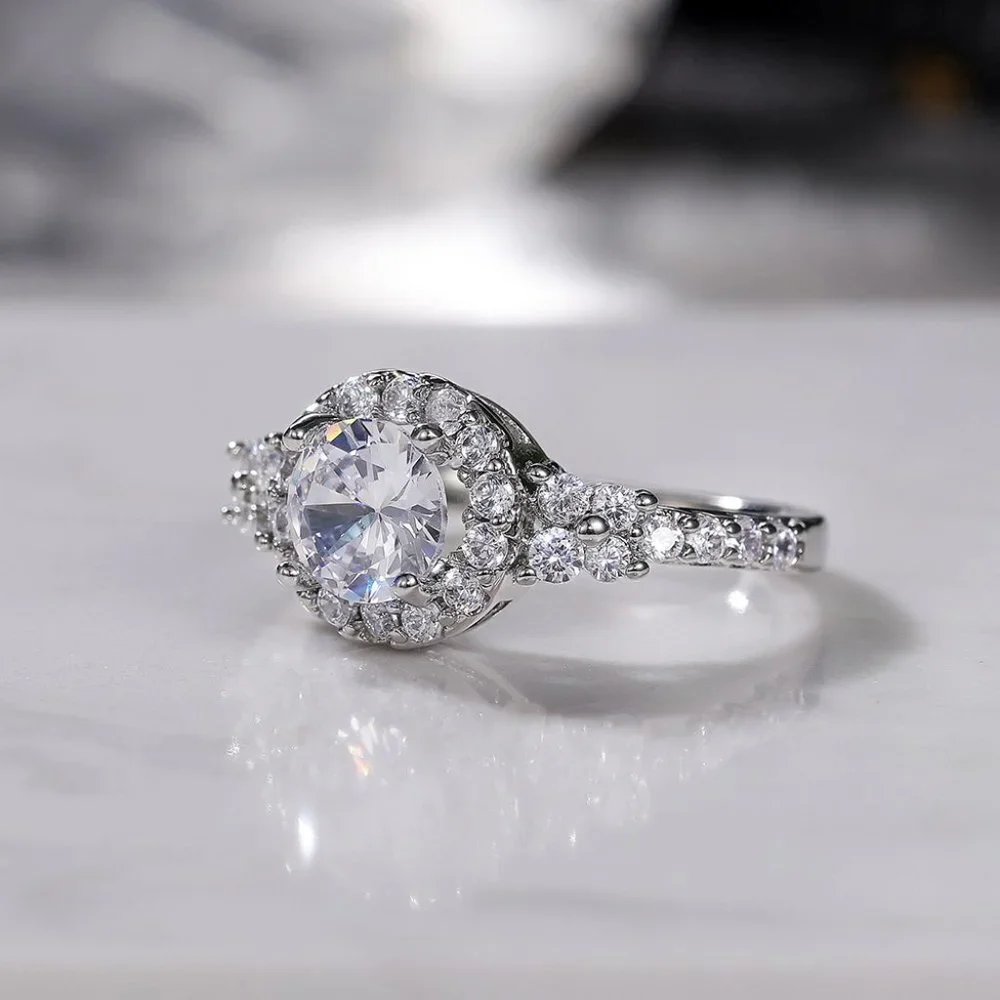 😍Classic Engagement Anillos Pure CZ Wedding Beautiful Ring for Women, L101